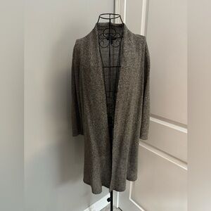 Eileen Fisher Open Knit Linen Cardigan in Brown Size Large Petite